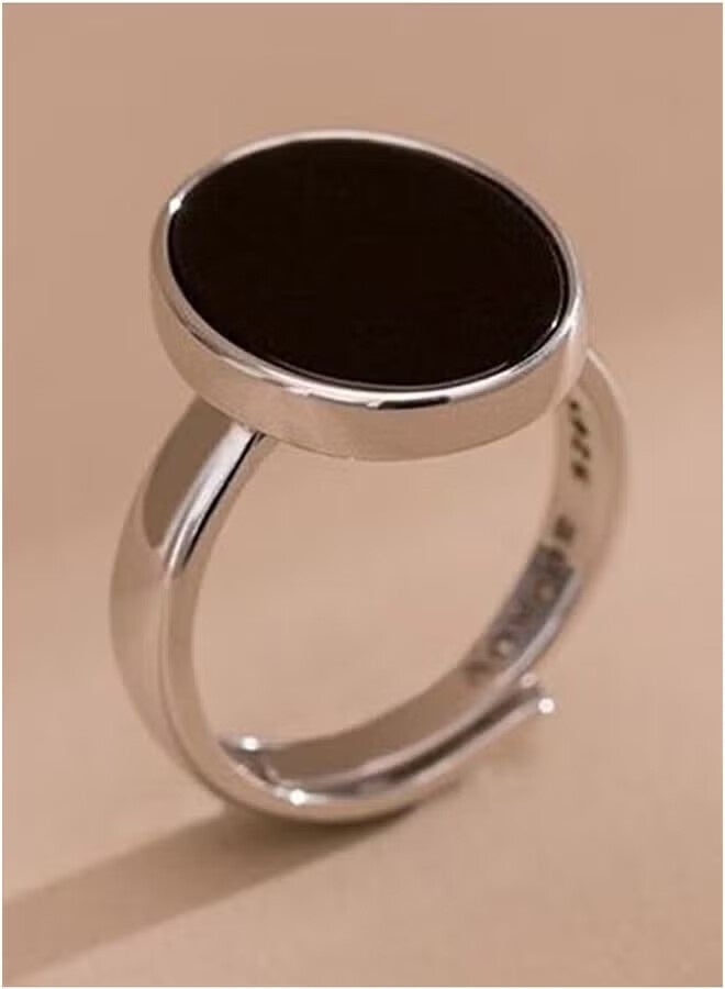 JOUDIYA Korean Simple  Silver ring Inlaid Smooth High-end Fashion Niche Retro Personality - Image 1